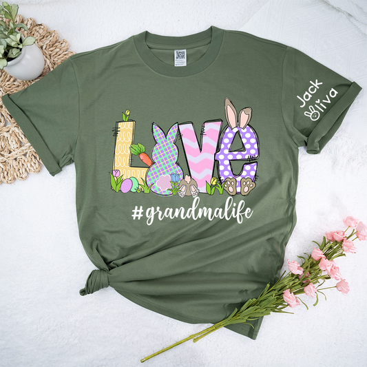 Personalized Love Grandma Life Bunny Easter T-Shirt