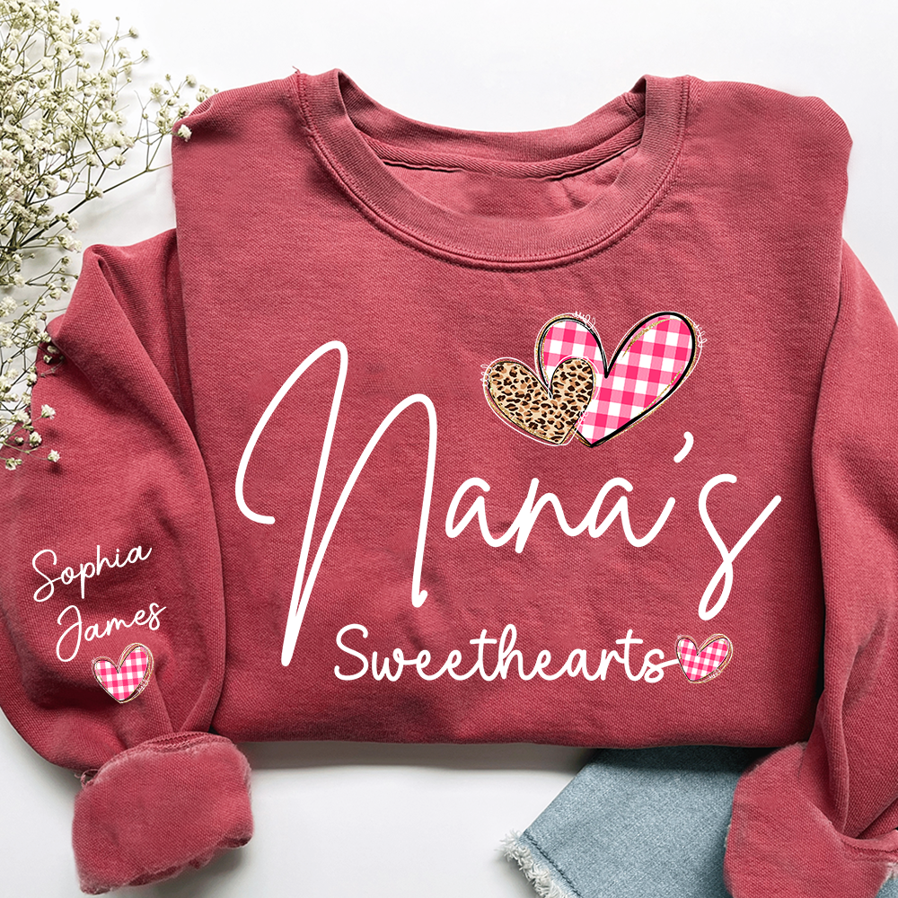 Custom Nana’s Sweethearts Sweatshirt, Valentine Gift for Grandma with Names