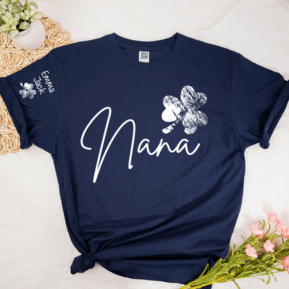 Lucky Grandma St Patrick’s Day T Shirt, Nana Shamrock Custom Names Design