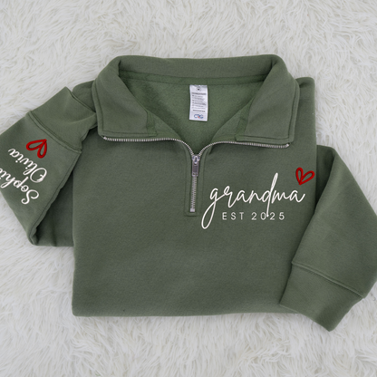 Personalized Hand Embroidered Grandma Sweater, Gift for Grandma and Kids