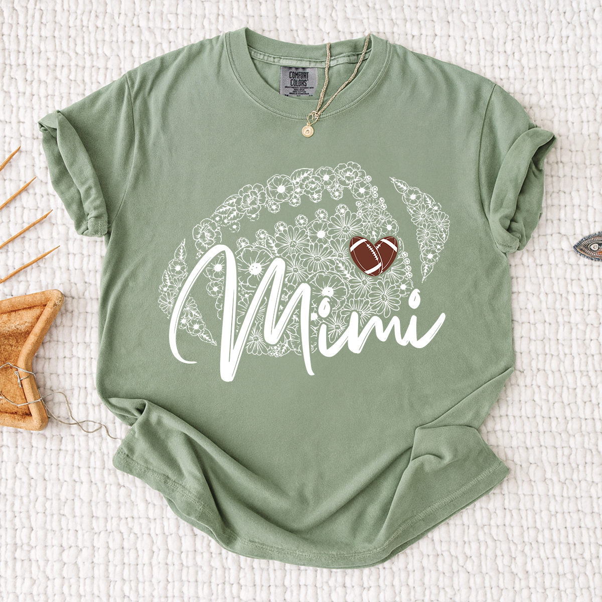 Comfort Mimi Football Shirt, Personalized Mimi T-Shirt with Floral Football Design