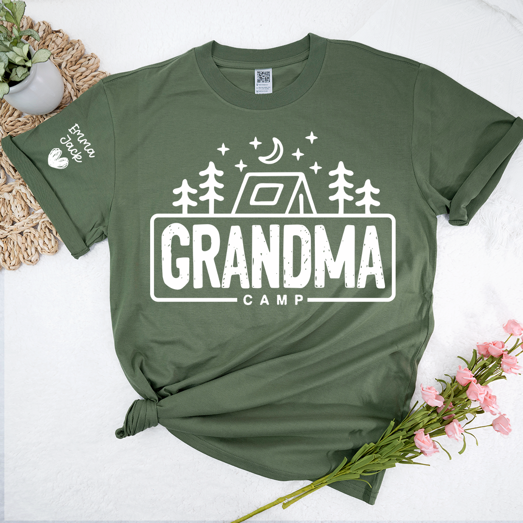 Grandma Camp Shirt, Personalized Grandma Camping Tee, Custom Grandkids Names T Shirt, Outdoor Adventure Gift for Grandma
