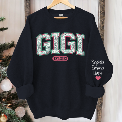 Personalized Gigi Est Leopard With Kids Christmas Sweatshirt