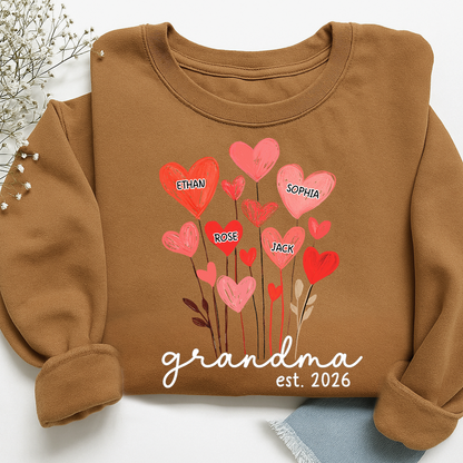 Personalized Grandma Sweatshirt, custom Heart For Gift Grandma And Kids