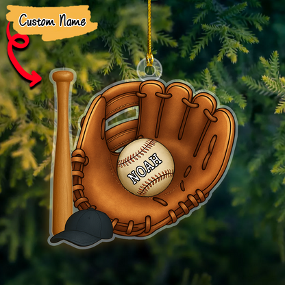 Personalized Christmas Baseball Ornament, Custom Kid's Name