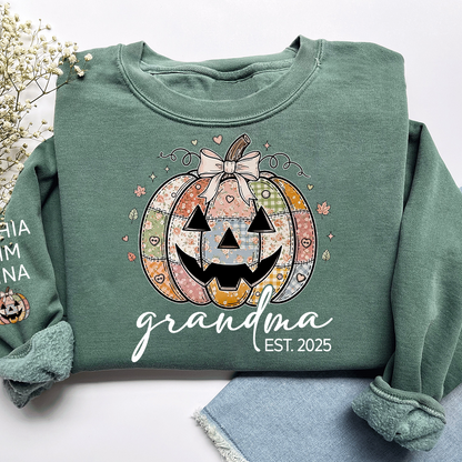 Personalized Floral Pumpkin Mimi Gifts, Floral Patchwork Mimi, Gifts for Grandma and Kids