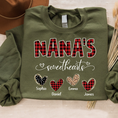 Nana’s Sweethearts Personalized Sweatshirt, Custom Grandma Sweatshirt With Grandchildren Names