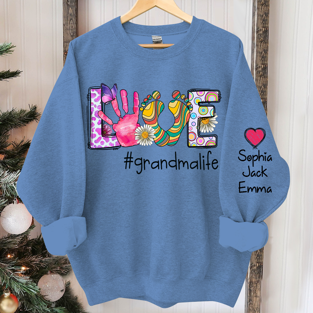 Personalized Love Color Grandma Witch Grandkids Sweatshirt