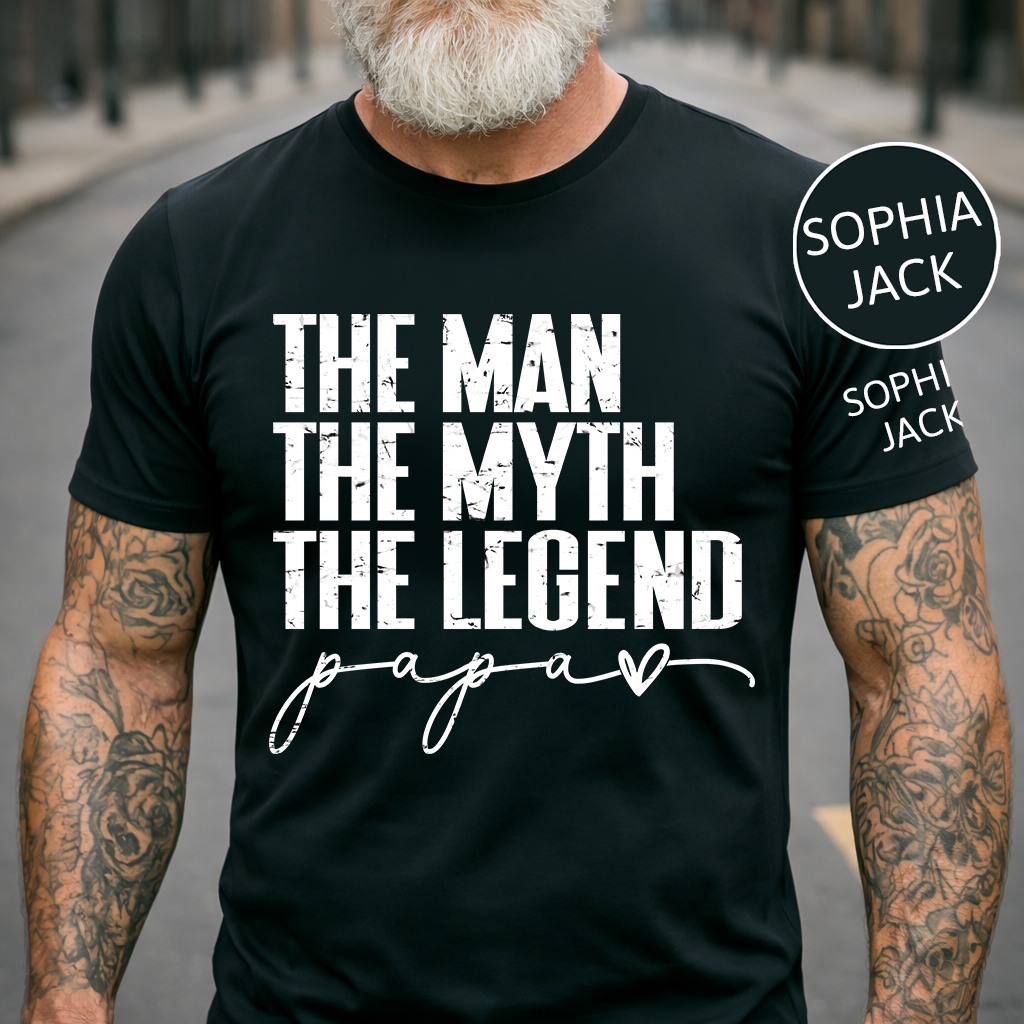 The Man The Myth The Legend Papa T-Shirt – Personalized Names Gift for Dad Fathers Day Birthday