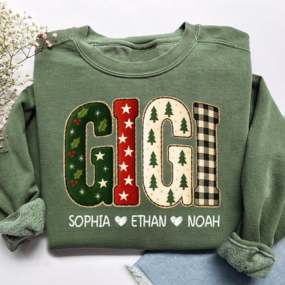 Cozy Xmas Gigi Design Grandma Sweatshirt, Gift for Grandma and Kids