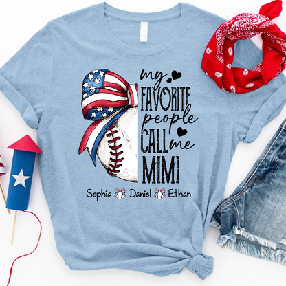 Personalized Mimi Baseball Shirt, My Favorite People Call Me Mimi T Shirt, Custom Grandma Baseball Gift with Kids Names