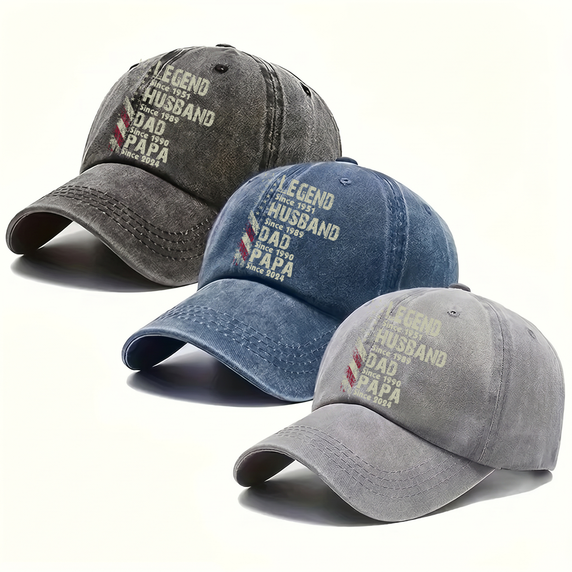 Legend Husband Dad Papa Father's Day Gift Trend, Personalized Custom Vintage Washed Denim Cap