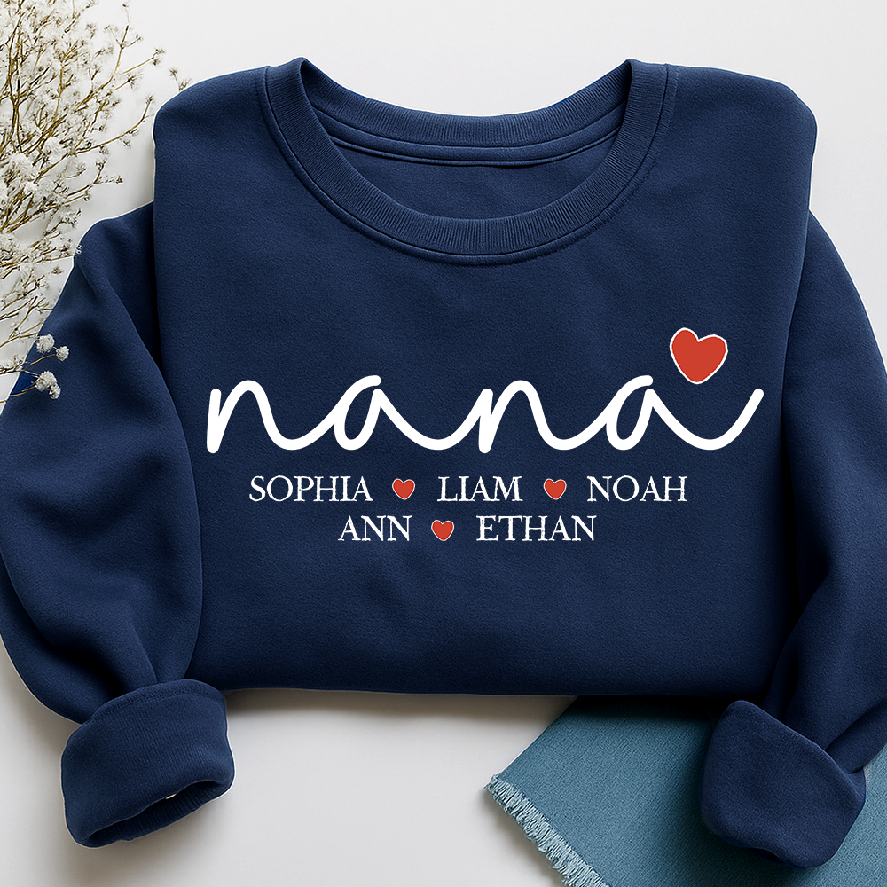 Custom Nana Heart Sweatshirt, Gift for Grandma And Kids