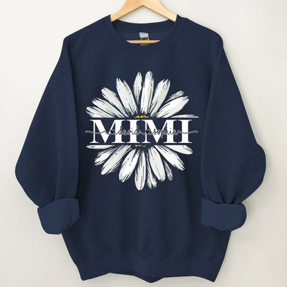 Mimi White Daisy Flower With Grandkids Sweatshirt