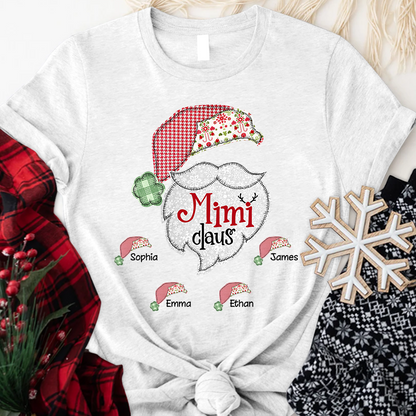 Custom Mimi Claus With Grandkids Christmas T-Shirt