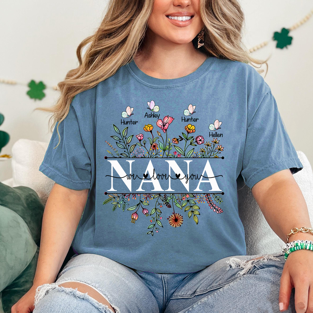 Comfort Colors® Wildflowers Grandma We Love You Shirt, Custom Grandma And Grandkids Shirt