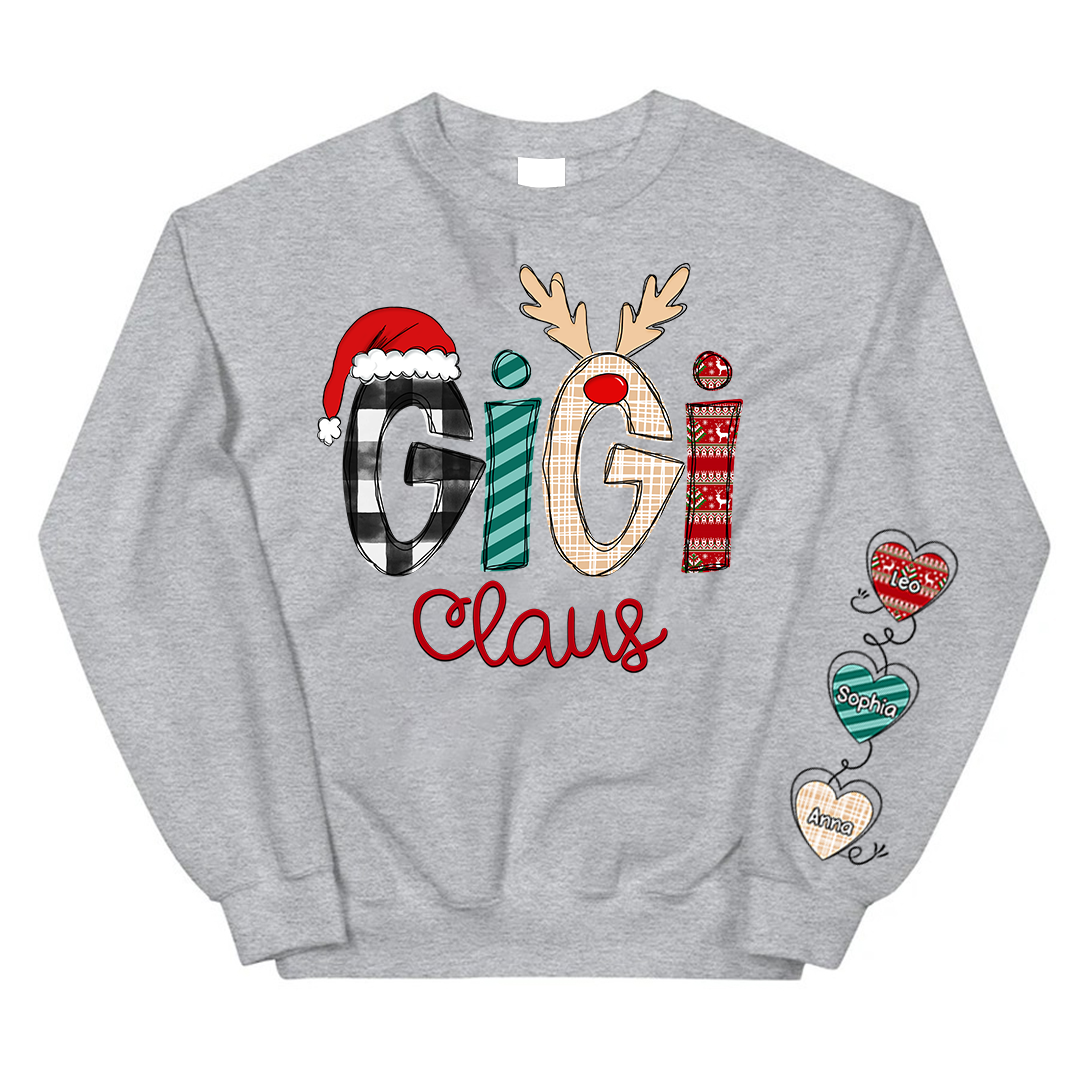 Personalized Gigi Claus With Grandkids Sweatshirt