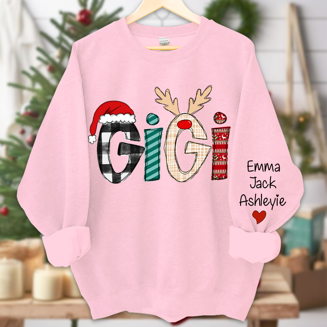 Gigi Grandkids Names  Chrismast Sweatshirt