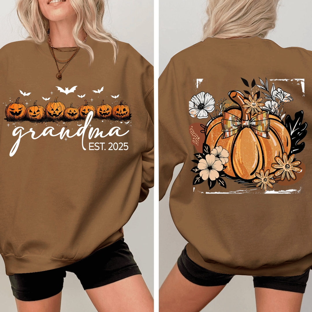 Vintage Autumn with Floral Fall Pumpkin, Custom Nicknames for Grandma and Kids