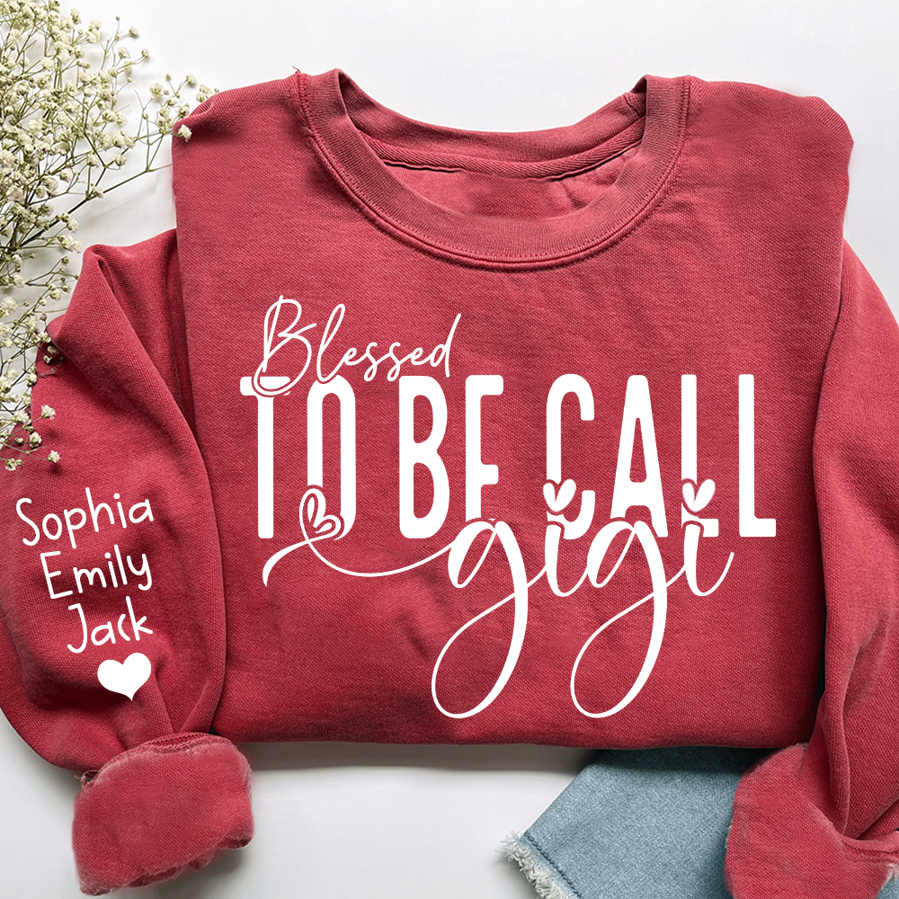Personalized Blessed To Be Call Gigi Name Crewneck Sweatshirt, Custom Grandma And Kids