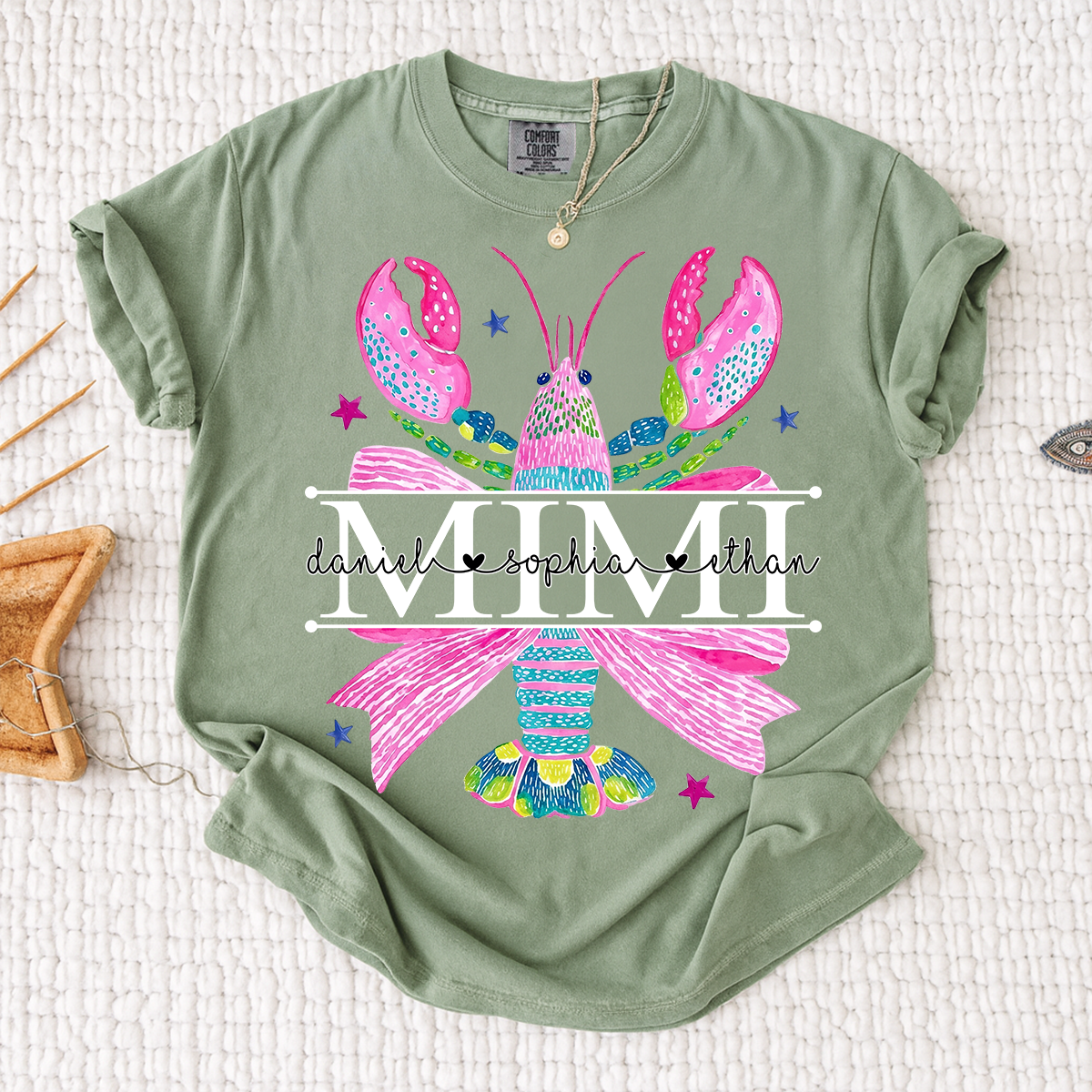 Comfort Colors® Mimi Lobster Family Name Shirt, Unique Personalized Crab T-Shirt for Grandma, Lobster Summer Graphic Top