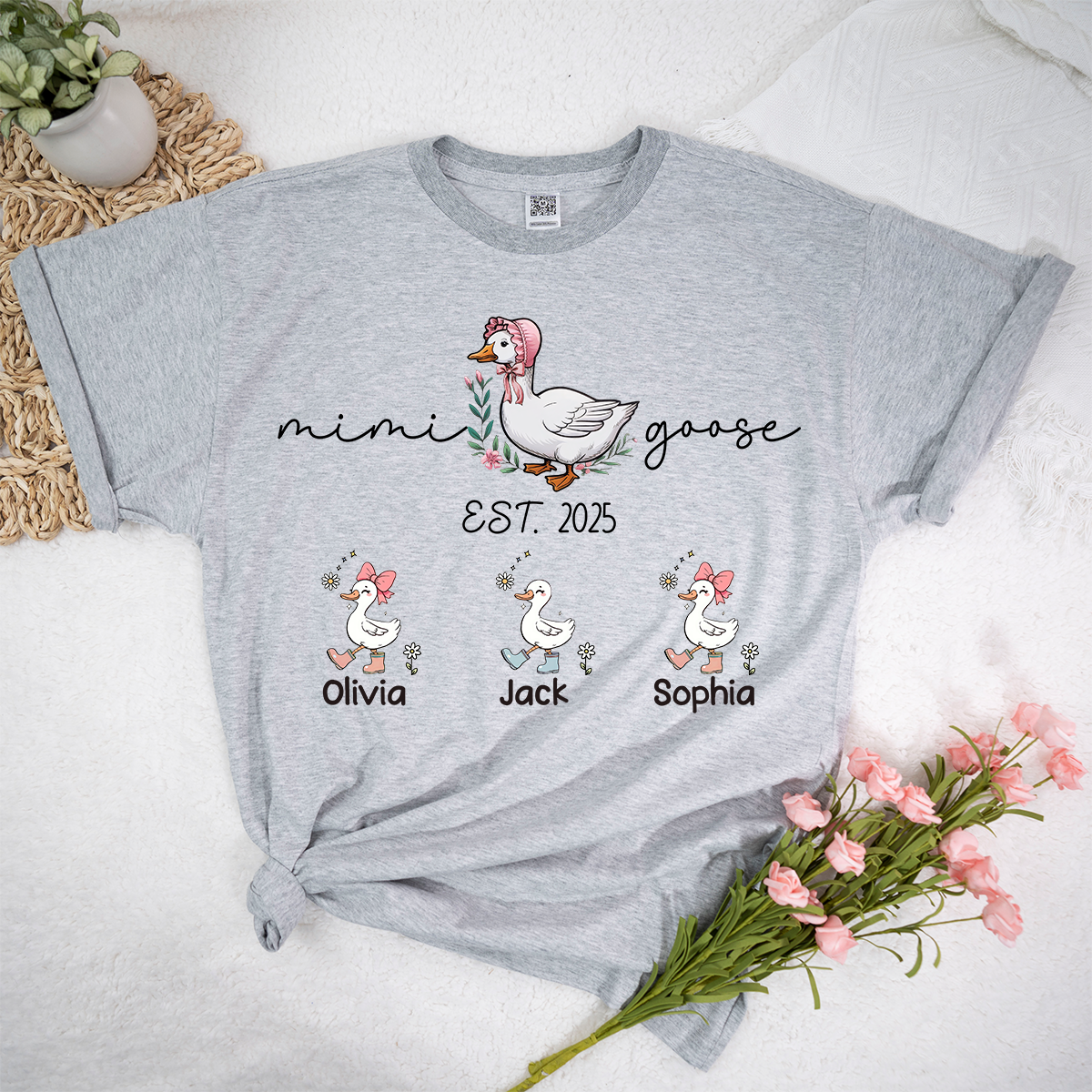 Custom Mimi Goose Est Shirt, Personalized Nickname And Grandkids, Gift For Mother's Day