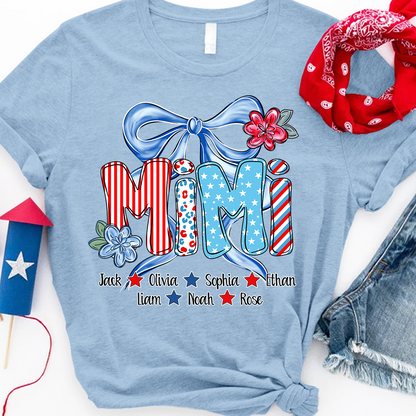 Patriotic Flag Flower, Custom Nickname Gift for Mimi and Kids
