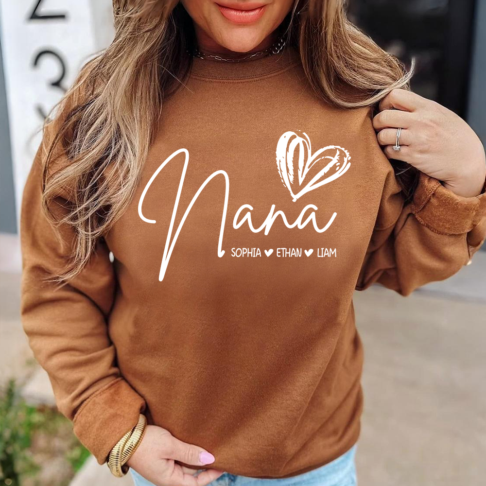 Personalized Nana Heart Sweatshirt Nana Heart, For Gift Grandma And Kids
