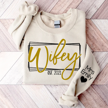 Wifey Hubby Custom Est Couple Sweatshirt, Gift For Fiance, Wedding Gift, Matching Couple Sweatshirt
