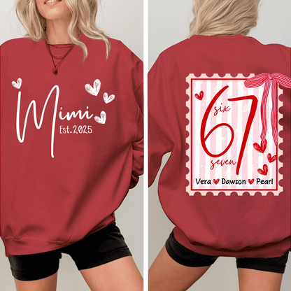 Personalized Mimi Est Sweatshirt, Custom Six Seven Back Print Gift