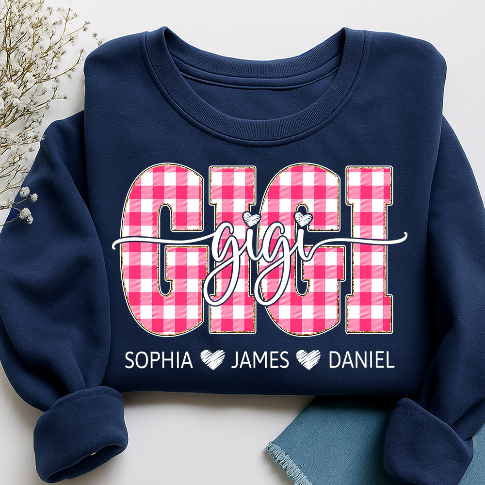 Personalized Gigi Sweatshirt with Grandkids Names, Custom Grandma Crewneck, Gigi Valentine Family Gift