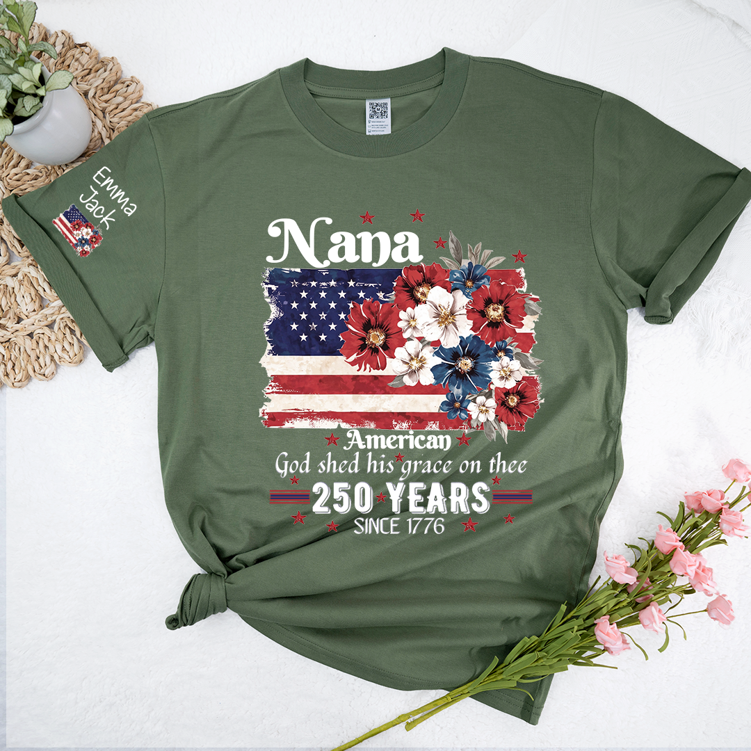 Custom Nana Fourth of July USA Flag, Personalized Gift For Grandma And Kids
