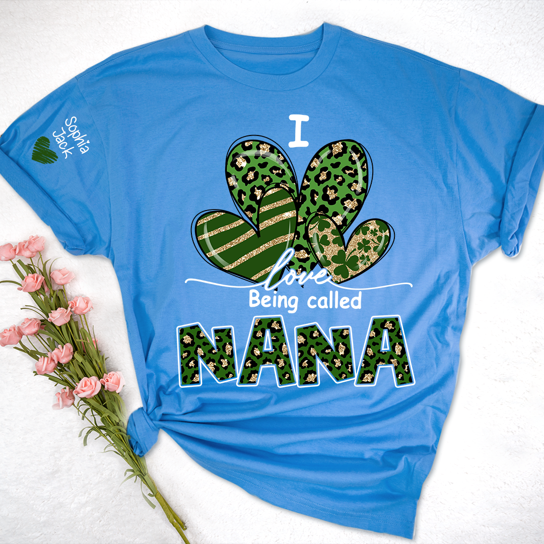 I Love Being Called Nana Shamrock Shirt for St Patrick’s Day, Cute Green Family T Shirt, Give Grandma And Kids