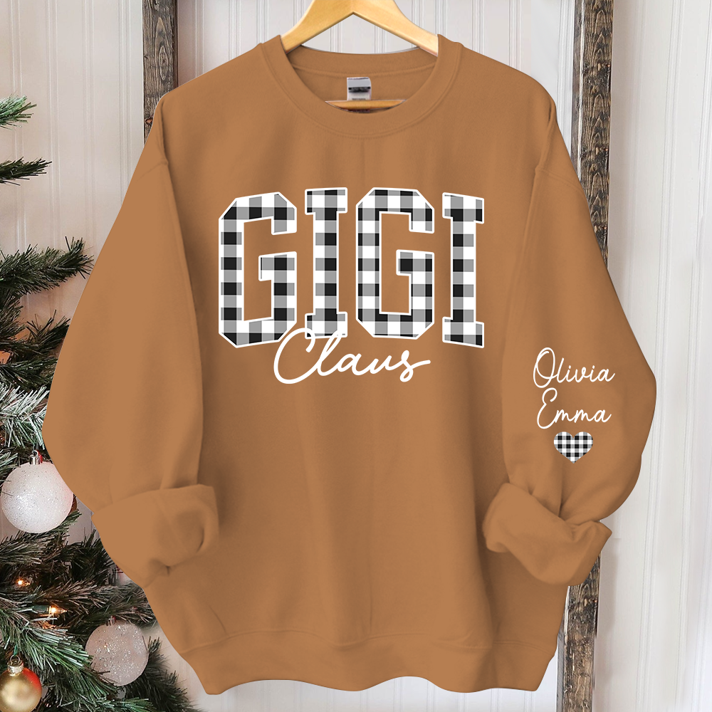 Custom Gigi Claus White Caro Christmas With Kids Sweatshirt