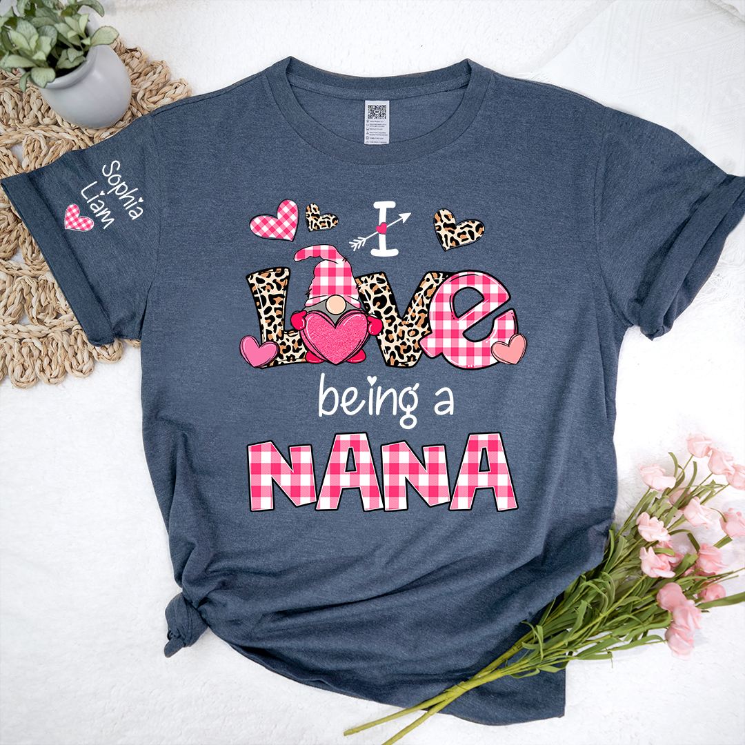 Personalized Nana Shirt I Love Being a Nana with Custom Names, Cute Grandma T Shirt Gift