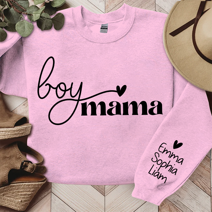 Boy Mama Sweatshirt, Custom Mama And Kids, Gift For Mom TH Sweatshirt