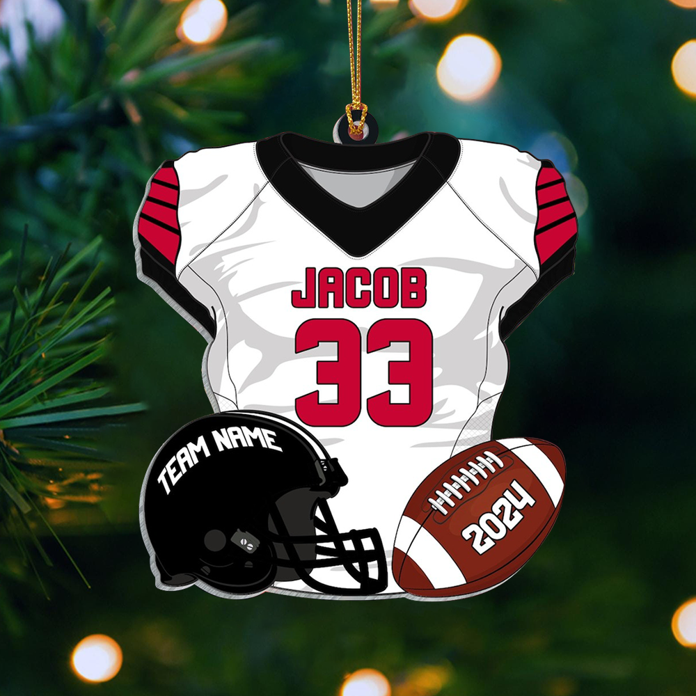 Personalized Football Jersey Acrylic Ornament 2025, Custom Name, Number & Team Christmas Tree Decoration Gift