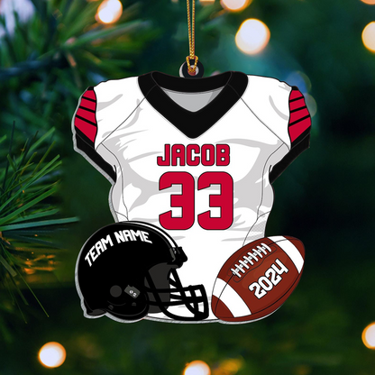 Personalized Football Jersey Acrylic Ornament 2025, Custom Name, Number & Team Christmas Tree Decoration Gift