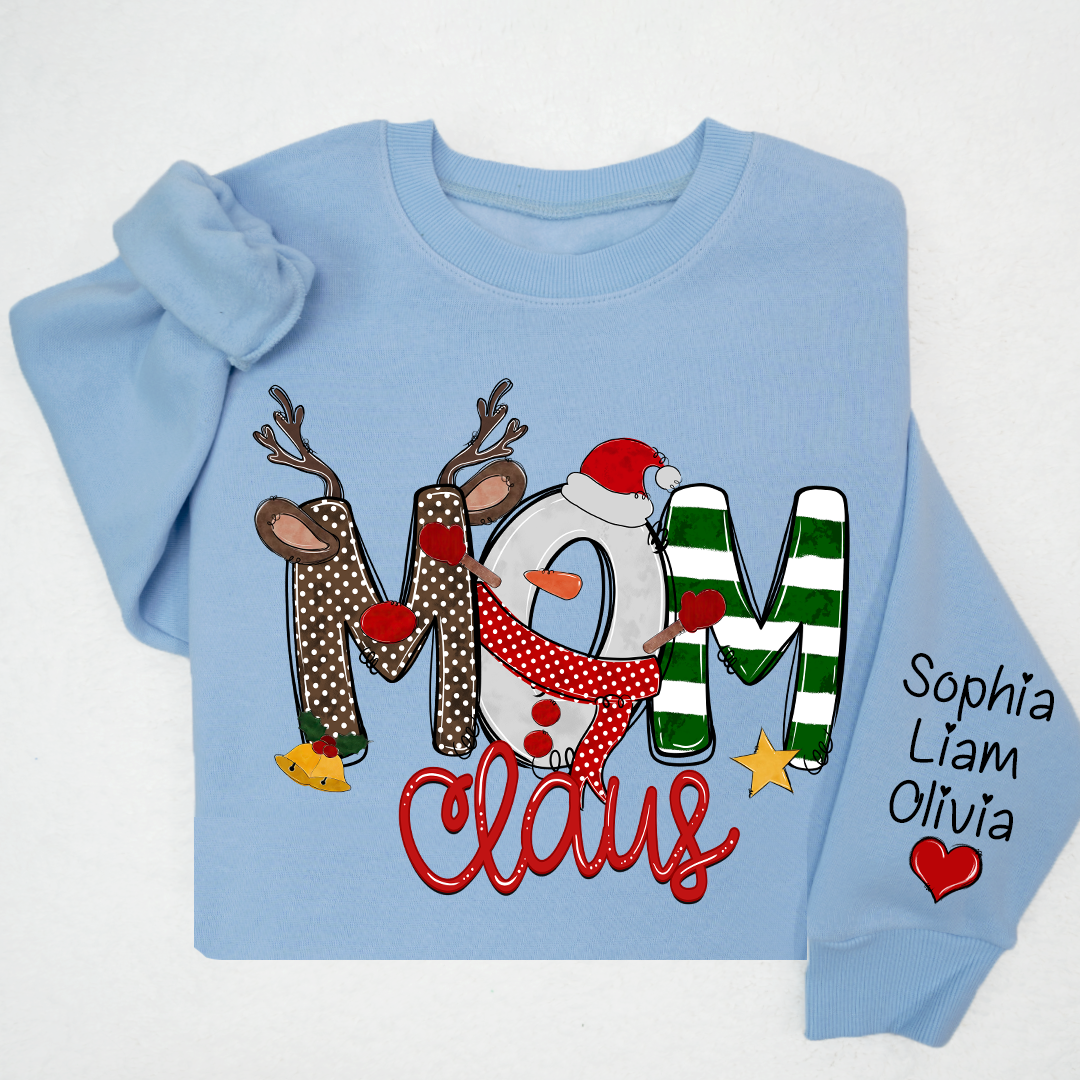 Mom Claus And Kids Christmas Shirt, Mother's Day Gift Mother Sweater LTP01