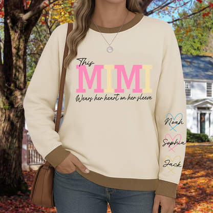 Sweatshirt Mix This Mimi Wears Her Heart On Her Sleeve, A Gift For A Loved One  Sweatshirt MIX
