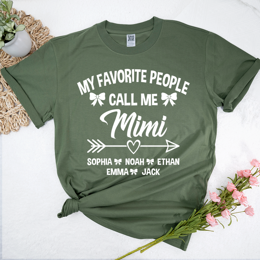 Mimi T-Shirt Personalized, My Favorite People Call Me Mimi with Family Names and Cute Arrow Design