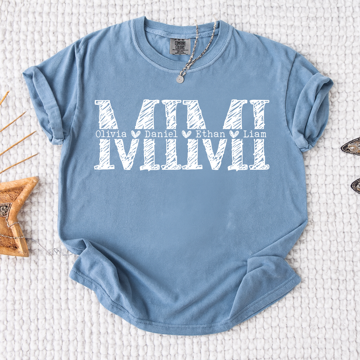 Comfort Colors Personalized Mimi Shirt, Custom T Shirt with Kids Names, Mimi Design for Grandmother, Perfect Gift for Mother's Day