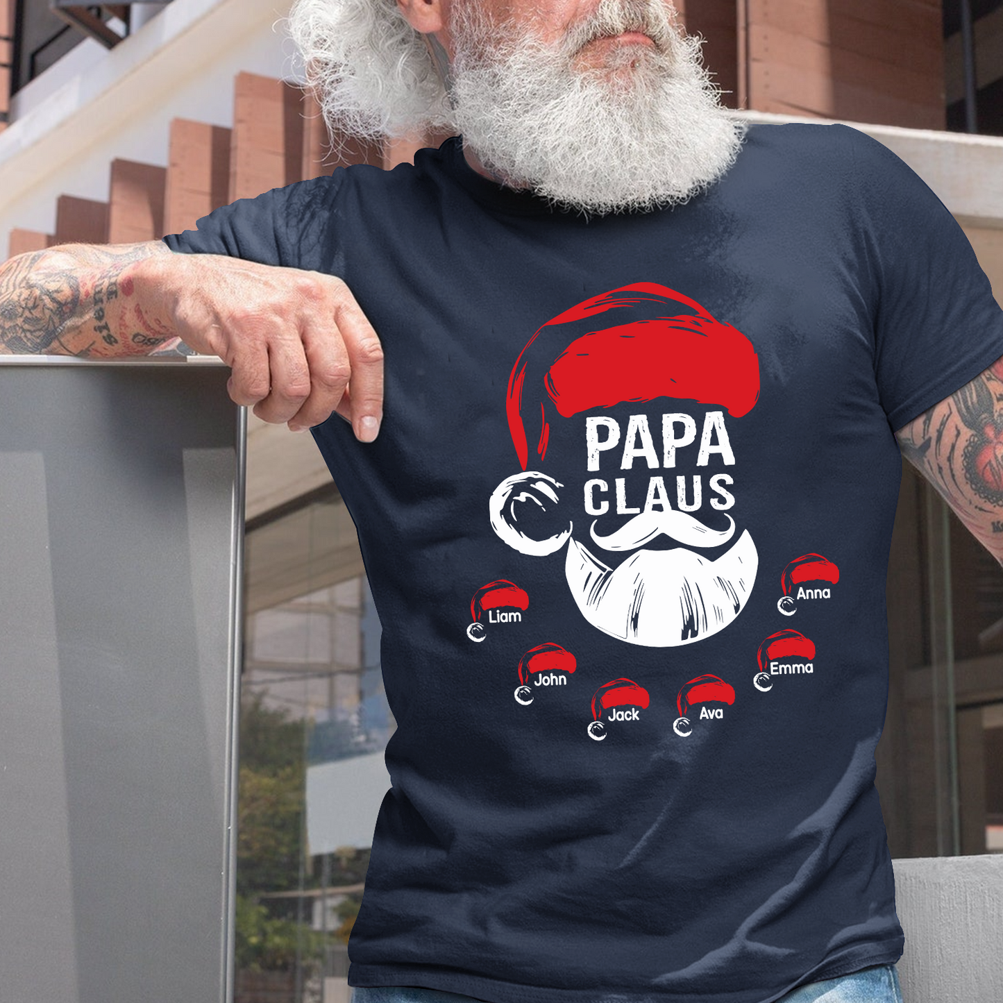 Custom Papa Claus Christmas, Gift For Papa And Kids T-Shirt