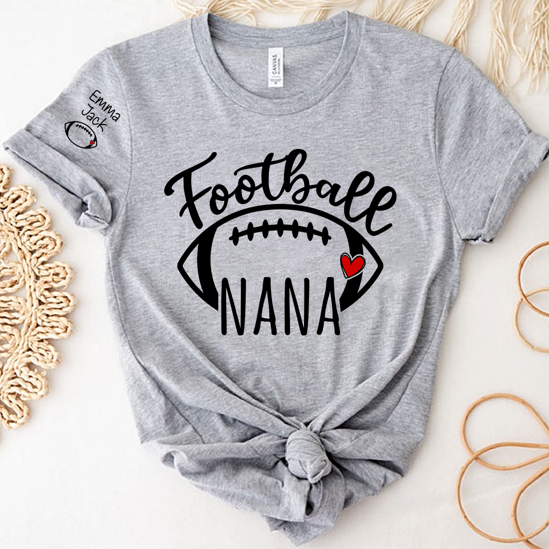 Football Grandma T-Shirt, Personalized Grandma T-Shirt for Football Lovers with Custom Name