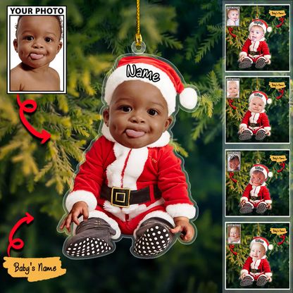 Custom Baby Photo Ornaments with Names, Personalized Christmas Ornaments