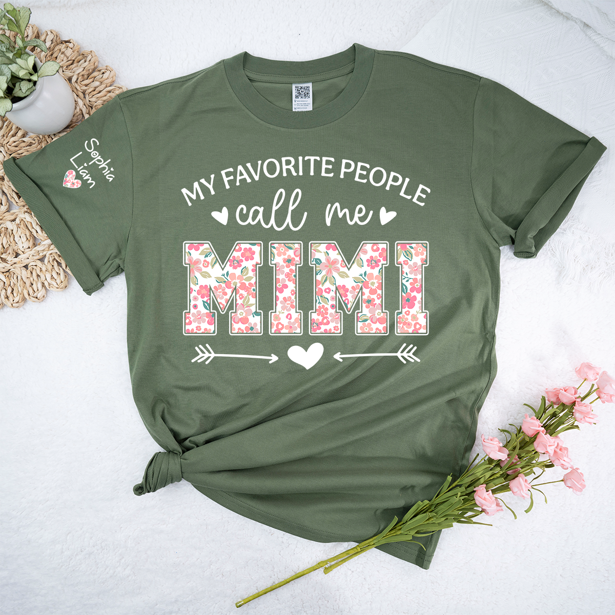 My Favorite People Call Me Mimi Shirt Floral Design, Personalized Grandma T Shirt with Names