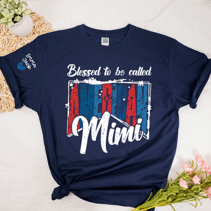 Blessed to Be Called Mimi Shirt, Personalized Mimi T-Shirt with Custom Names and Patriotic Design
