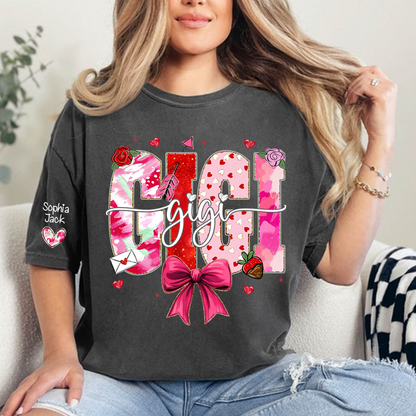 Valentine's Day Gigi T-shirt, Cute Heart Family Love Design For Gift Grandma
