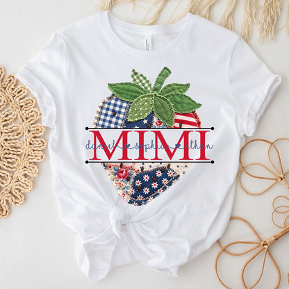 Custom Mimi 4th of July Strawberry Shirt, Personalized Cute Summer Grandma Tee For Gift Grandma And Kids
