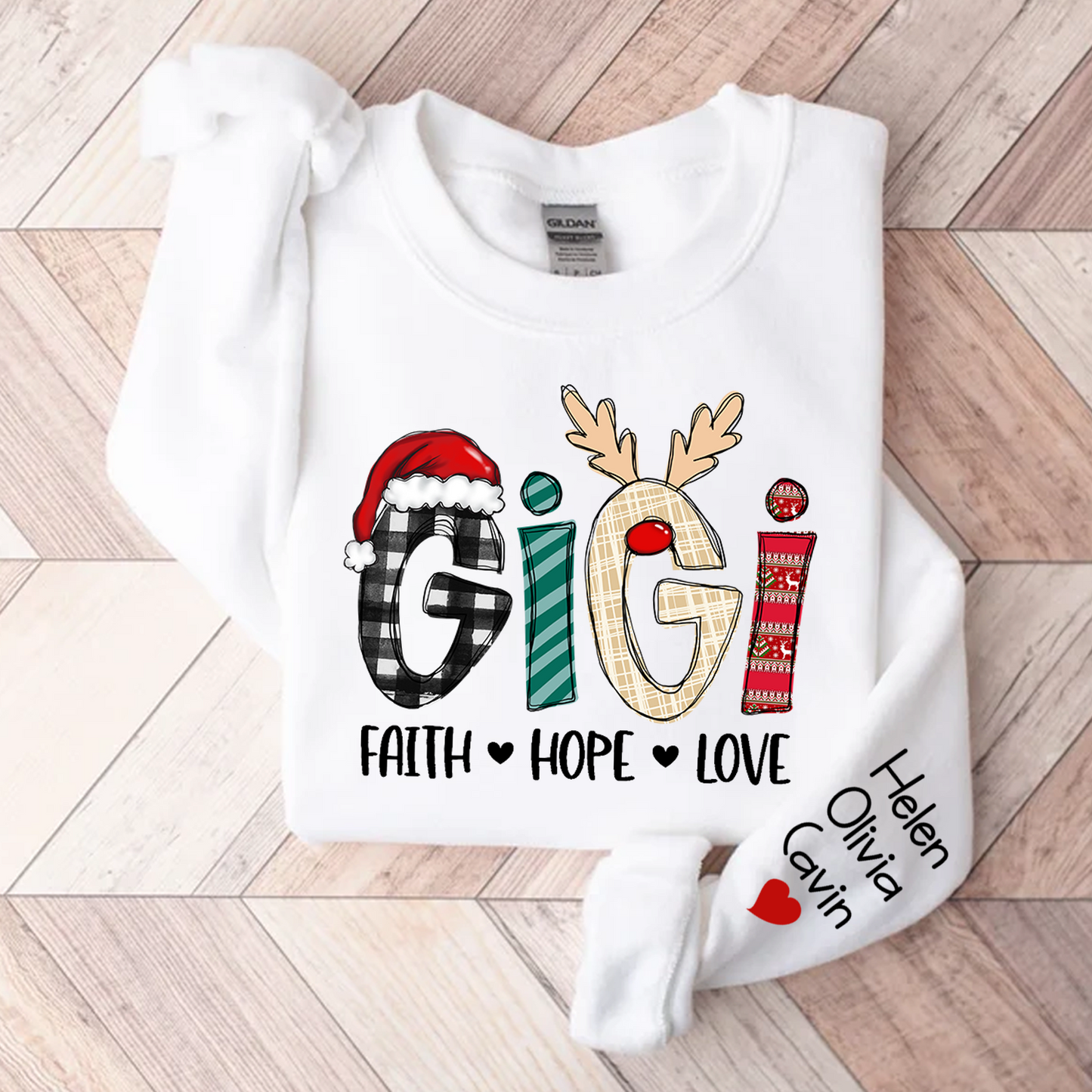 Gigi Faith Hope Love, Custom Gigi With Kids, Grandma Gift Sweatshirt